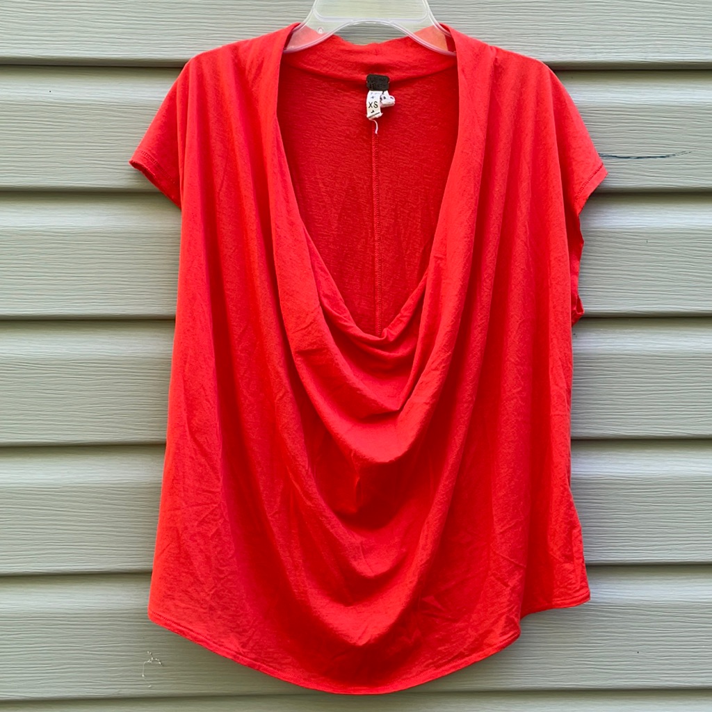Free People Red Cowl Neck Top
